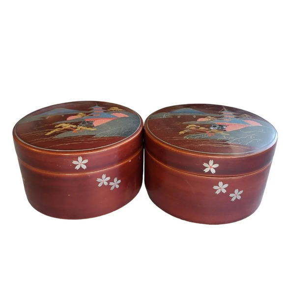 Vintage Japanese Asian Trinket Rice Containers Set - Picture 4 of 11